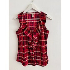 Banana Republic Ruffle Sleeve Top- Printed design, Pinks and Reds, Size small