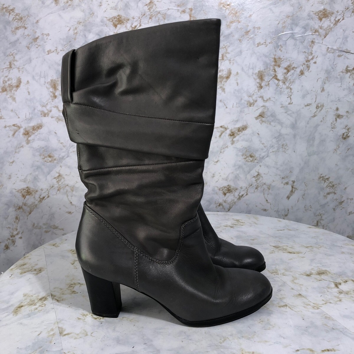 Naturalizer N5 Comfort Women's Size 6.5M Shoes Gray Leather Slouch Comfort  Boots | eBay