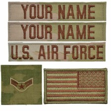 5 Piece Custom Air Force Name Tape Rank Flag w/ Hook Backing - 3-Color OCP
