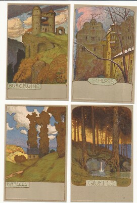 1902 GERMANY KOEHLER ERNS LIEBERMANN 9 POSTCARDS NEW