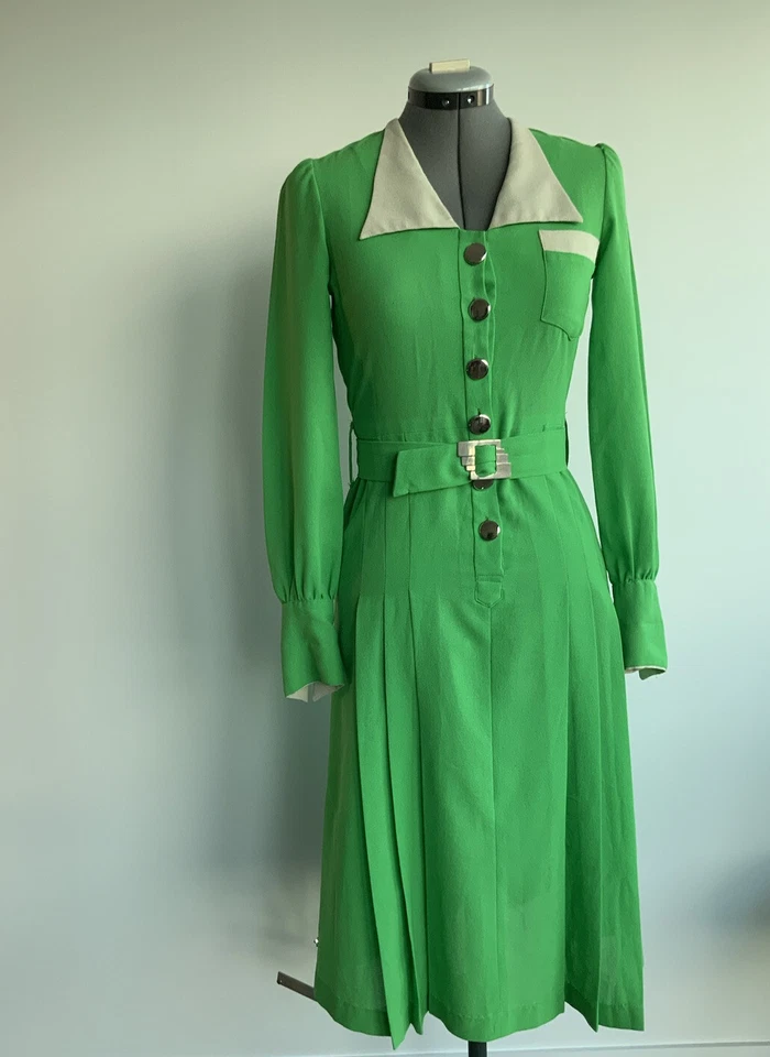 Vintage Dress Green, Elegant, Special Occasions XS/8/10 See Description - Image 3 of 4