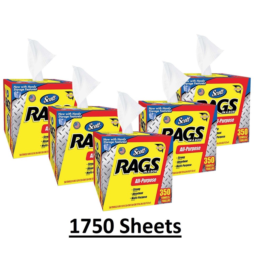 Scott Shop Rags In A Box 350 Sheets Strong and Durable - NEW FAST ...