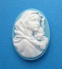 6 White on BABY BLUE Mother Holding Child 25mm x 18mm CAMEOS DIY Crafts & Gifts — photo 3