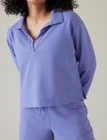 Athleta women's collared retroterry sweatshirt light purple long sleeve size S