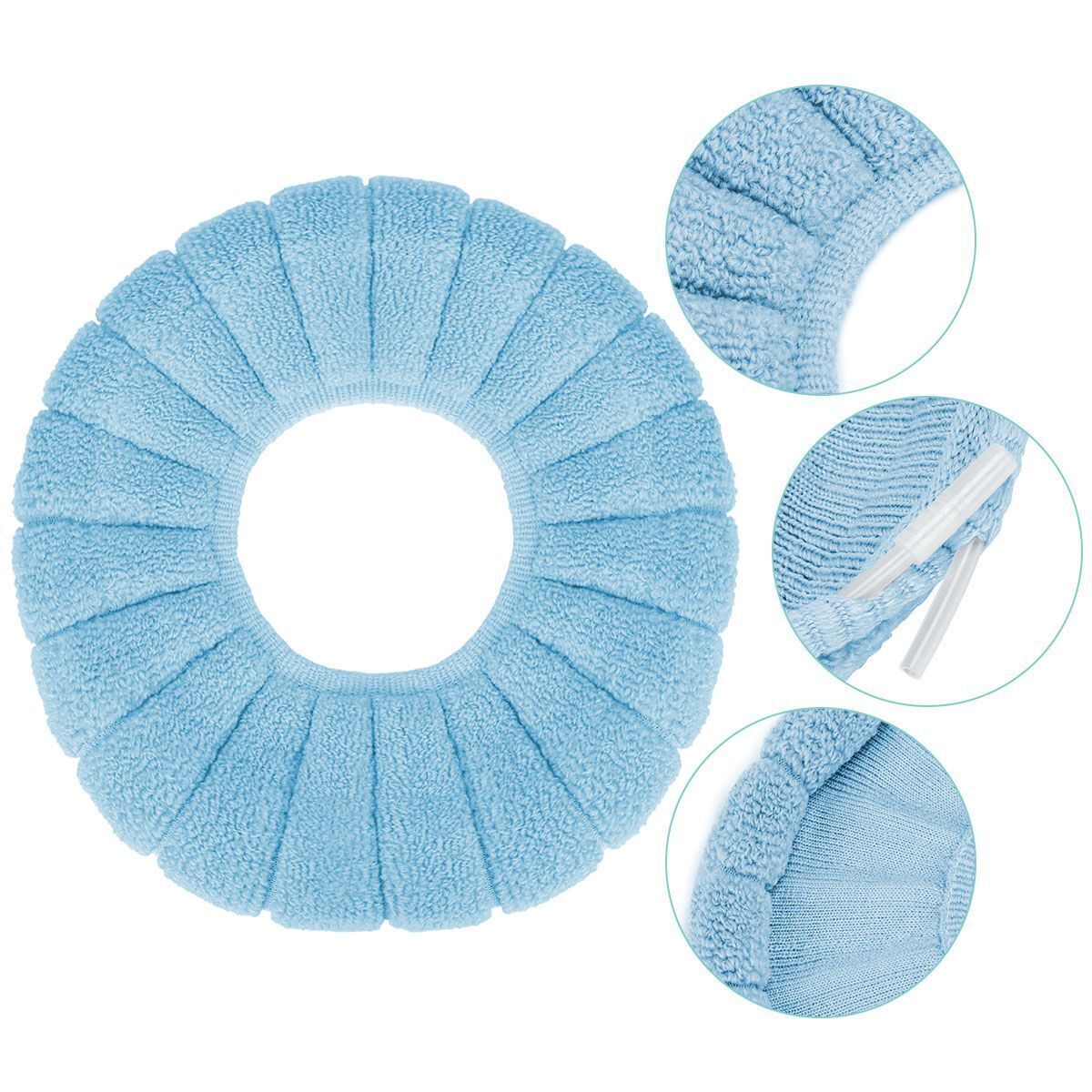 3x Toilet Seat Cover Soft Warm Stretchable Washable Fiber Cloth Easy To Install