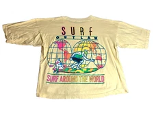 VTG Surf Outlaw Shirt Adult Large Yellow Surfing Around The World 80s 90s Mens