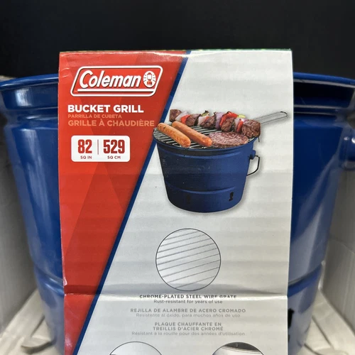 Coleman Portable Charcoal Bucket Grill 82 SQ IN Blue