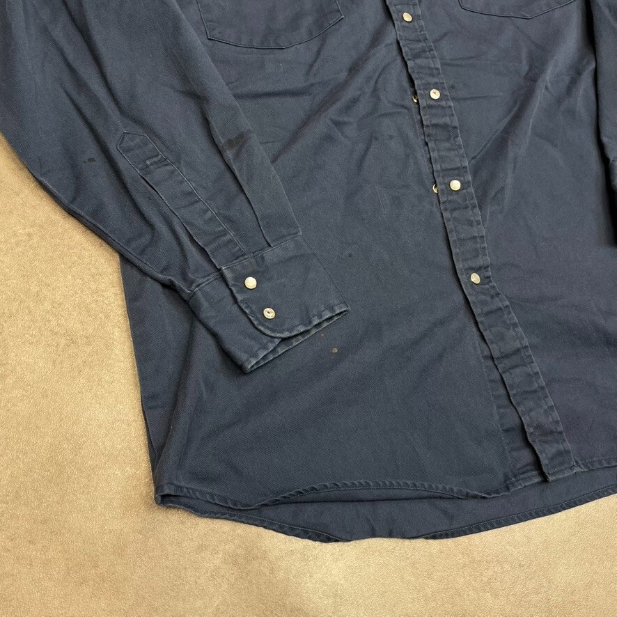 Dickies Shirt Mens Y2K Long Sleeve Button Up Workwear Top, Navy Blue, Large image 4