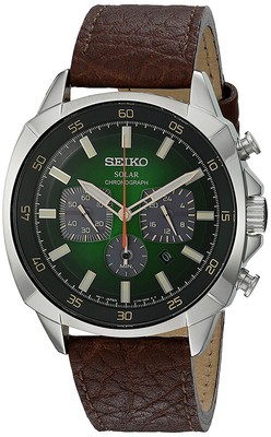seiko chronograph 100m leather