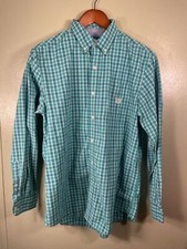 Men's Medium Ralph Lauren Chaps Easy Care Green Blue White Plaid LS Button Shirt