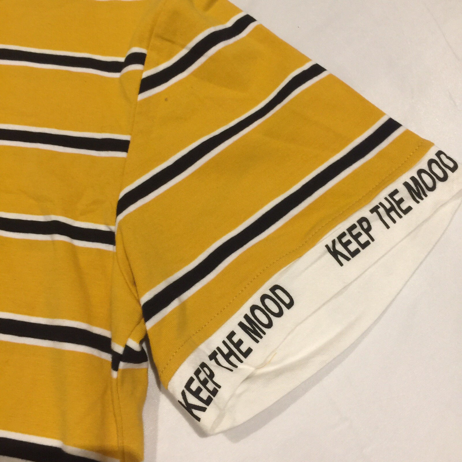 SHEIN 1XL ‘KEEP THE MOOD’ Sleeve Collar Spellout Oversized T-Shirt Unisex Style image 3