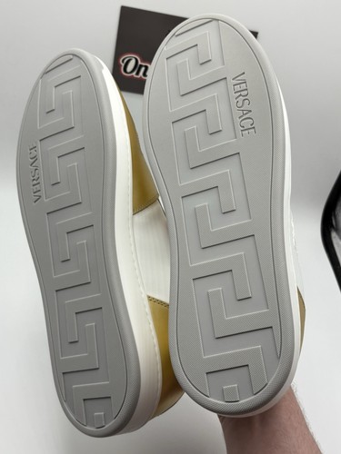 Versace Vitello Leather Sneaker Gold Brand New Size 12 (45 EU) - Picture 5 of 10
