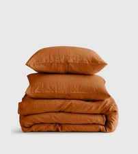  214 Quince European 100 Linen Duvet Cover Set  Shams Terracotta King Cal King