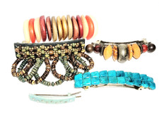 Hair Clip Barrettes Lot of 5 Plastic Hair Accessory Mixed Media Beads