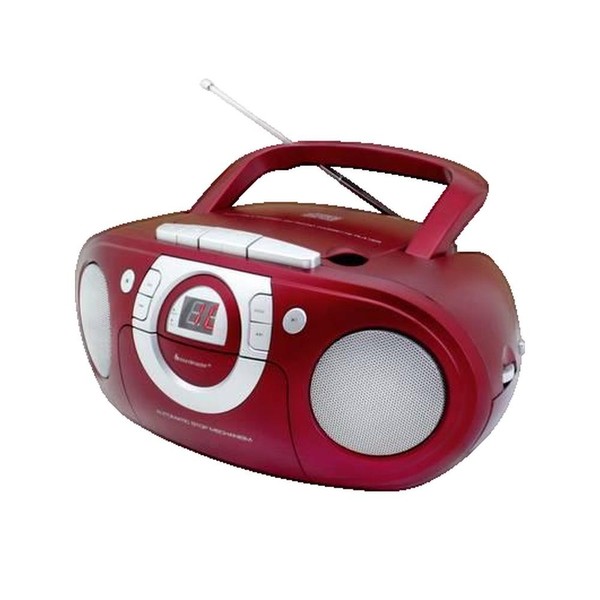 Aster Soundmaster SCD5100RO Boombox CD Radio Cassette FM Akku Rot-image