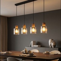 LED Pendelleuchte HäNgelampe Esszimmer 4-Flammig Braun Wohnzimmerlampe H 120 Cm