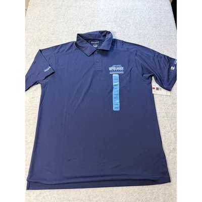Champion Spelman Jaguars Polo Shirt Mens Large Navy Blue Perf New with imperfect