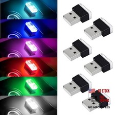 6 PCS USB LED Car Interior Atmosphere Lamp, Portable Mini Auto LED 6 Colors