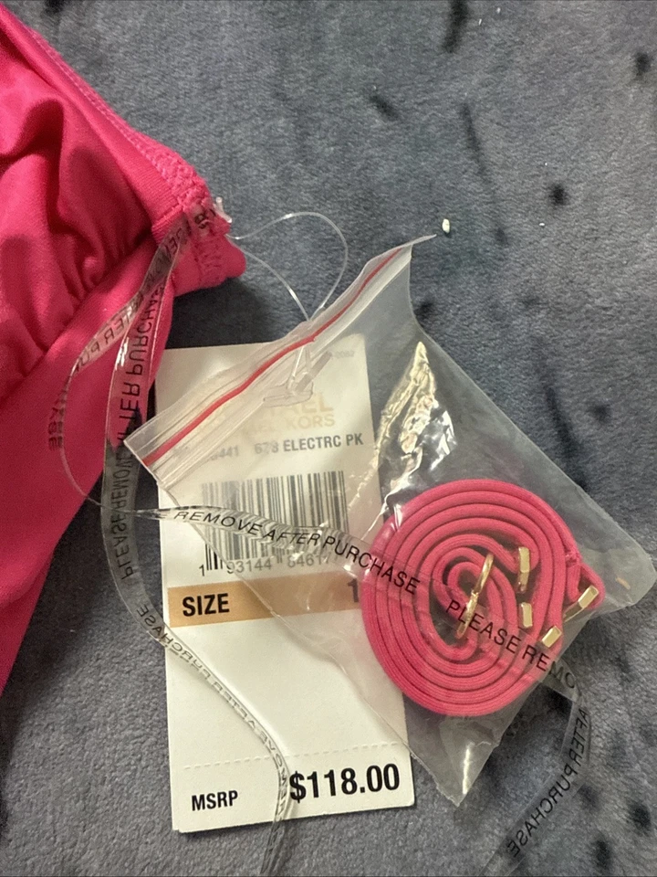 Traje de baño Michael Kors de una pieza para mujer talla 12 rosa intenso un hombro nuevo con etiquetas Foto 4 de 4