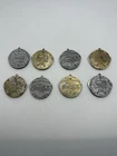 Lot Of 8 Vintage Novelty Coca Cola 2 Blade Round Folding Knives Brass Plate USA