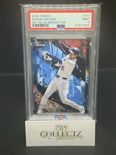 Shohei Ohtani 2024 Topps Finest Sky Blue Refractor Limited /250 #177 PSA 9