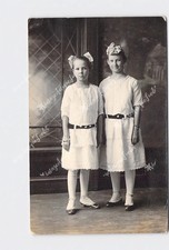 RPPC Real Photo Postcard Studio Portrait Children #1 Sisters White Dresses