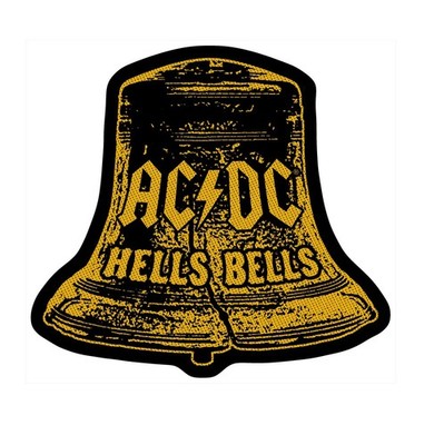 AC/DC Patch Hells Bells Distressed Logo offiziell Schwarz Woven Cut Out 9 x 10cm