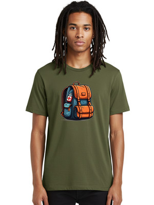 First-Aid-Backpack Mens Graphic Tee, 100% Cotton, Casual Summer Wear