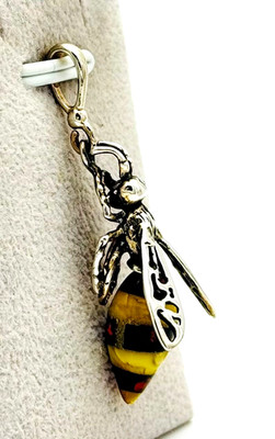 Henryka Baltischer Bernstein und Sterling Silber Honigbiene / Hummel Anhänger