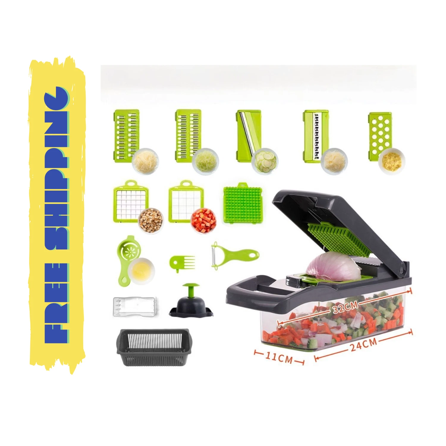 16 in 1 Vegetable Chopper Fruit Salad Mandolin Slicer Food Dicer Cutter FREESHIP
Opens in a new wind