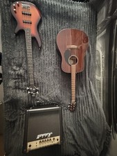  Musik Set: E-Bass, Gitarre, Verstärker + Zubehör komplett