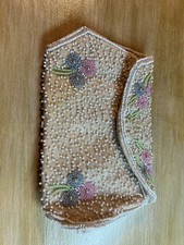 Walborg Purse Clutch Ivory Floral Hand Made In Belgium MCM 1950