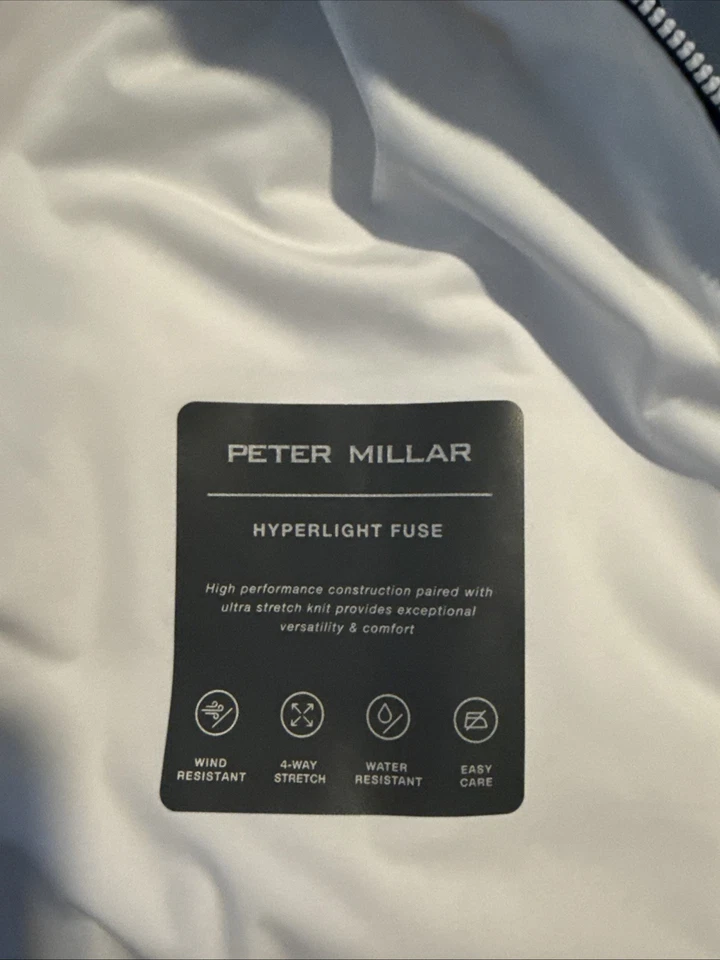 Chaleco Peter Millar Para Hombre Grande Blanco Azul Marino Hyperlight Fuse Golf Resistente al Agua Foto 4 de 4