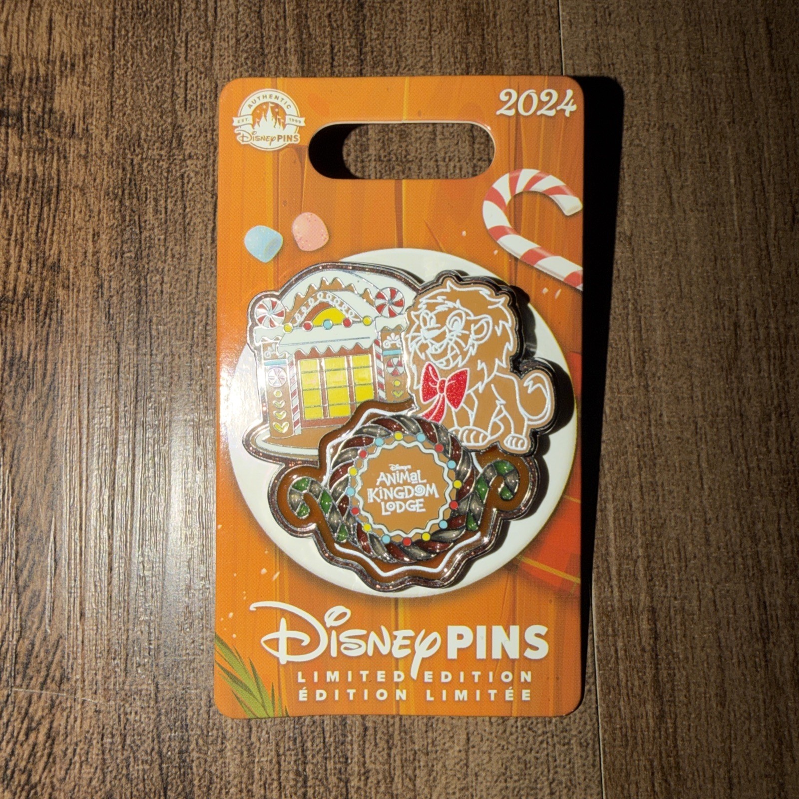 2024-Disney Resort Hotels-WDW Gingerbread Simba Animal Kingdom Lodge Holiday Pin