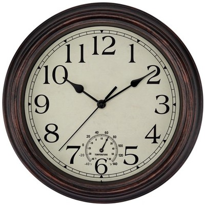 Waterproof Silent Wall Clock 12 Inch Bronze