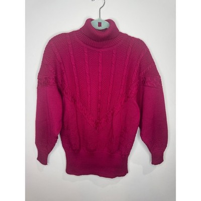 Vintage Bogner Magenta Turtleneck Sweater Wool Blend No Sz Tag