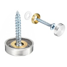 12 Pcs Screw Covers Caps, 304 Stainless Steel Mirror Screws, 16mm Dia, Silver