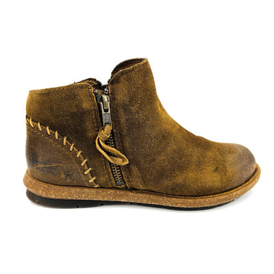 Womens 7 M Born Tavar Brown Leather Distressed Ankle Boots Booties Double Zip Womens 7 M Born Tavar Brown Leather Distressed Ankle Boots  main image 2