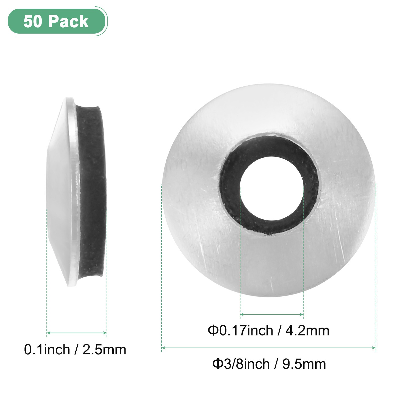 50-Pack Bonded Sealing Rubber Washers, #8x3/8" OD Neoprene Washer Gasket