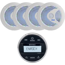 Enrock EM856 Gauge Mount Bluetooth Marine Radio, 4 x 6.5" LED Marine Speakers