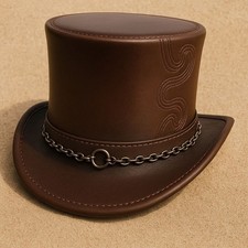 Steampunk Zylinder Hut - braun Leder Kette Akzent viktorianisches Kostüm Cosp...