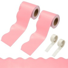 2 Rolls Bulletin Board Borders, 65.6ft Morandi Pink Border