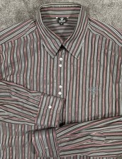 Vntg Versace Jeans Couture Size XL Snap Button Multicolour Stripe Medusa Shirt