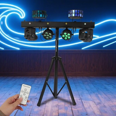 4 in1 LED Effect Light Moving Head Par with Tripod Stand DMX for