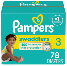 Pampers 78 Pack Swaddlers White Unisex Size 3 Disposable Baby Diapers