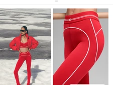 alo yoga Airbrush High Waist 7/8 Heartthrob Legging ,Bright Red, NWT,XS Orig$134