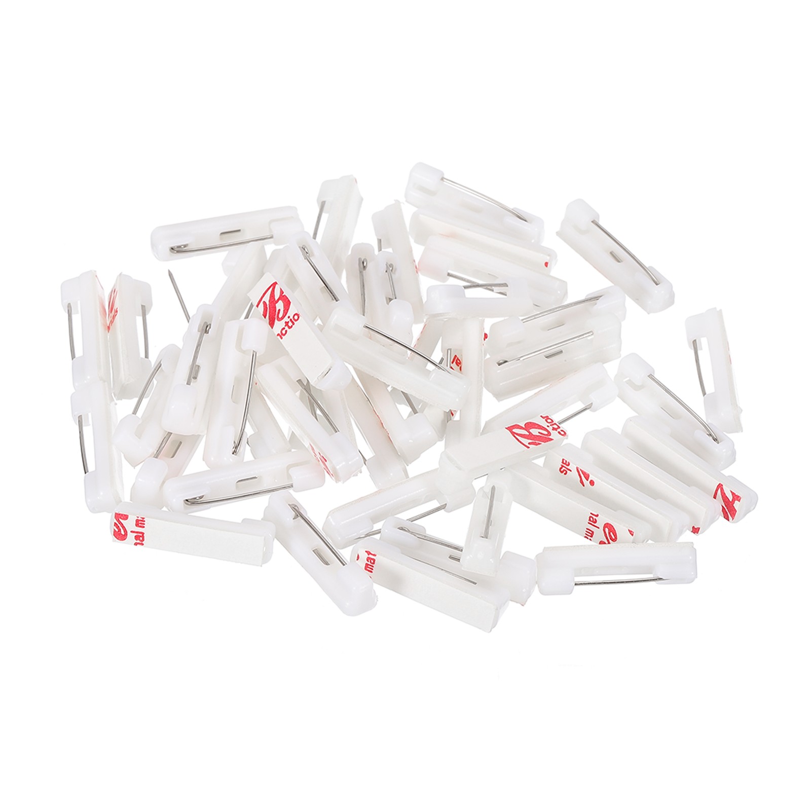 50Pcs Safety Pins, 22mm Self Adhesive Safety Pins Bar Badge Pins Small,White