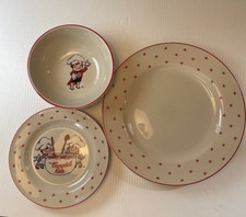 Vtg 1991 CAMPBELL SOUP KIDS 3 Pc. DINNER SOUP  SALAD SET Plate Bowl By GIBSON
