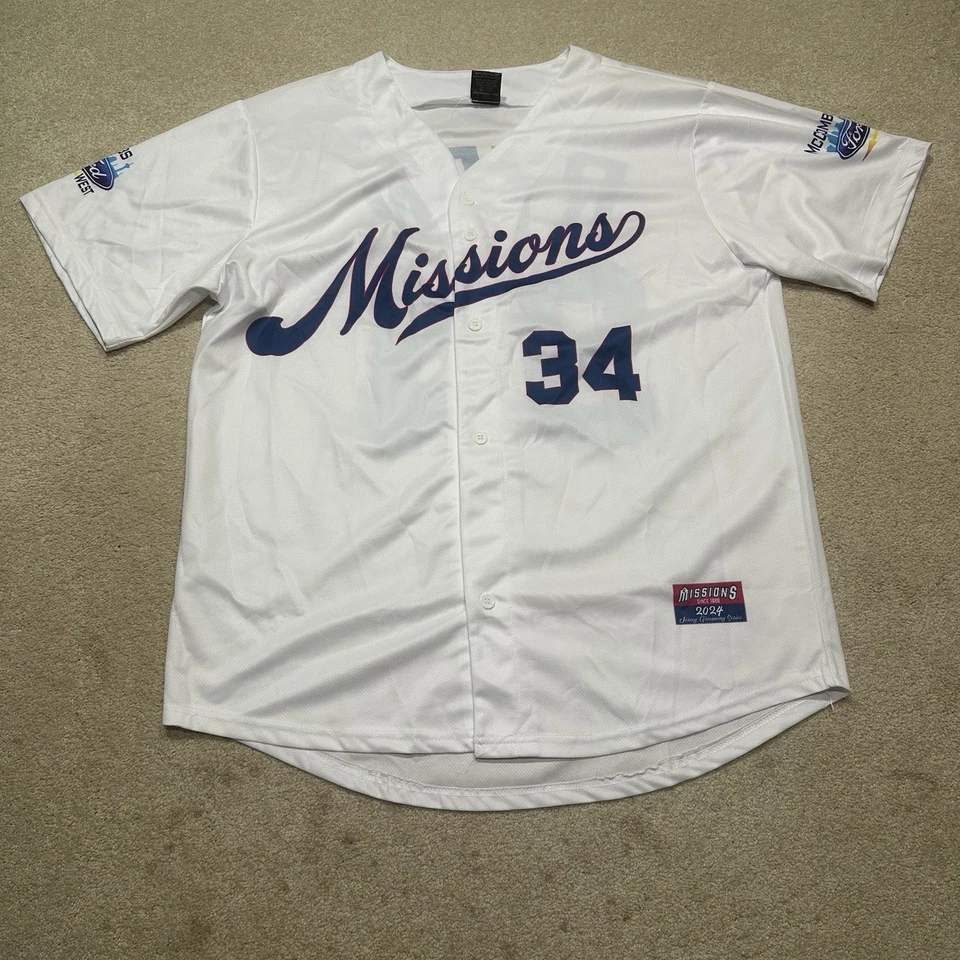Camiseta de béisbol para hombre XL extra grande blanca nueva sin etiquetas San Antonio Missions Nolan Ryan Foto 2 de 4