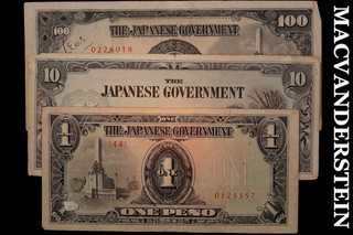 Japanese Occupation Currency Three Assorted Notes No Reserve #CR229